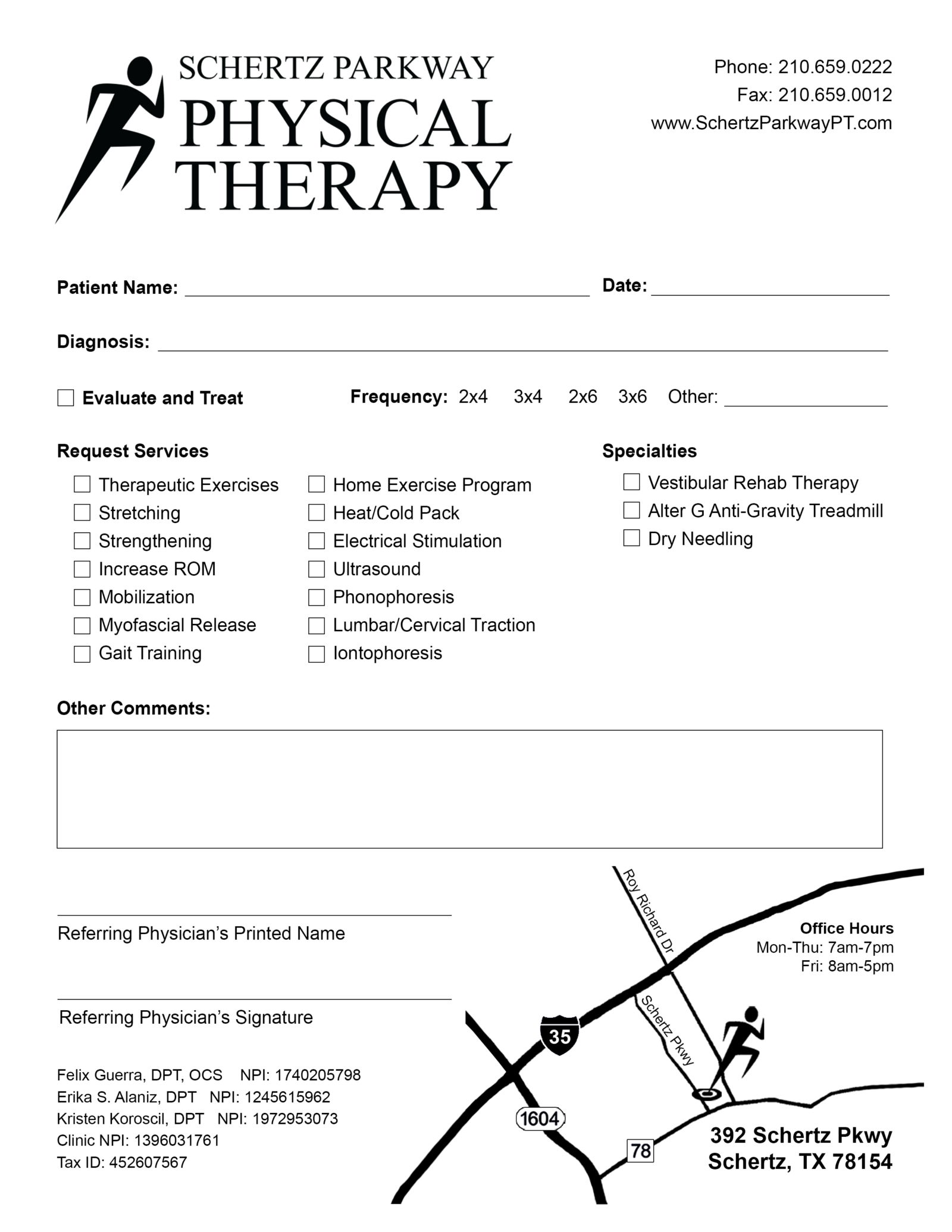 Referral Form Physical Therapy Clinic In Schertz TX   Referral Form 1600x2071 